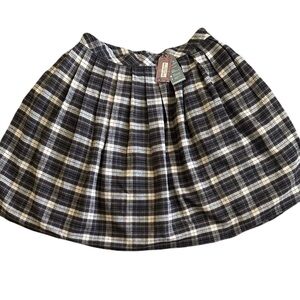 Hearts and Found Academia-PreppyPlaid Brown and White Pleated Skirt XXL